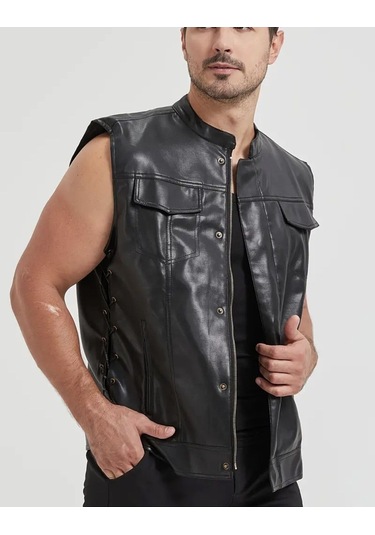 Cooper Yelek Yanlardan Bağlama Ayarlı Ve Fermuar Kapamalı Siyah