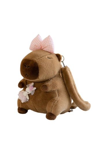 Suntek Capybara Sırt Çantası Günlük Sevimli Omuz Pembe Fiyonk