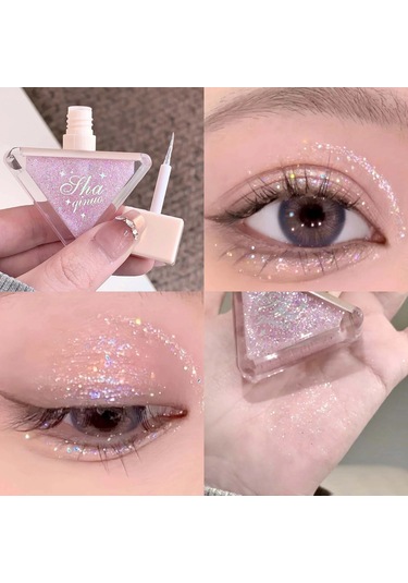 Elmas Köpüklü Sıvı Göz Farı Sedefli Pembe Tek Renkli Glitter Göz Farı Su 04 6.5ml 01