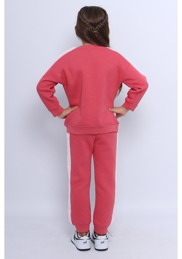 Kız Çocuk 3 İplik Eşofman Takımı Barbie Baskılı C22 Pembe