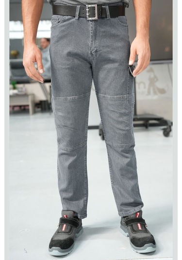 Uniprom İş Pantolonu Kot Kumaş Titan Flex Model Gri Gri