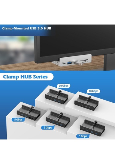 Sones Hcl-4a-pro Alüminyum Alaşımlı 4 Portlu Usb3.0 Kelepçe Hub'ı Siyah