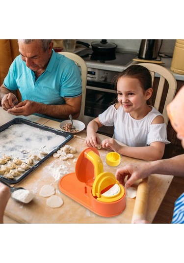 Neevoyu 3'lü 1 Hamur Presi - Ev Ve Restoran Kullanıma Uygun, Hamur, Manti, Poğaça Yapımı, Hızlı Ve Kolay Kullanım, Güvenli Pp Malzeme, Turuncu Turuncu
