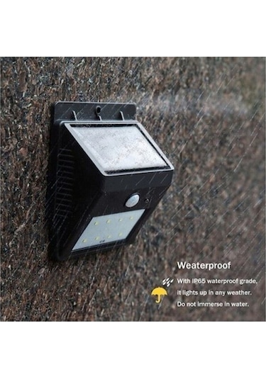 20 Led 3 Mod Hareket Sensörlü Güneş Enerjili Solar Duvar Lambası