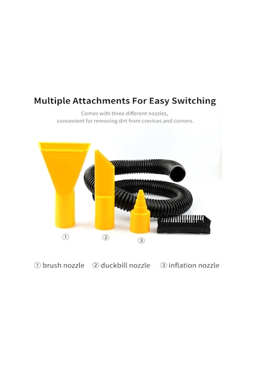 Springsun 12v Taşınabilir El Tipi 2300pa Güçlü Emişli Araç Vakumu - Islak/kuru & Evcil Hayvan Tüyleri, Çoklu Nozul+hortum