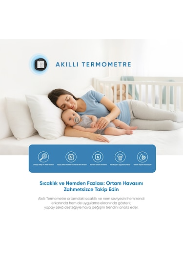 Akıllı Termometre Wi-fi Bağlantılı Sıcaklık Ve Nem Ölçer, Uygulama Destekli