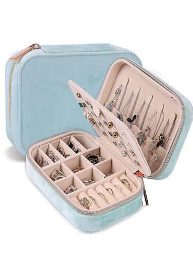 Mdl1-kadife Mavi Takı Kutusu Yeni Tasarım Fermuarlı Düzenleyici