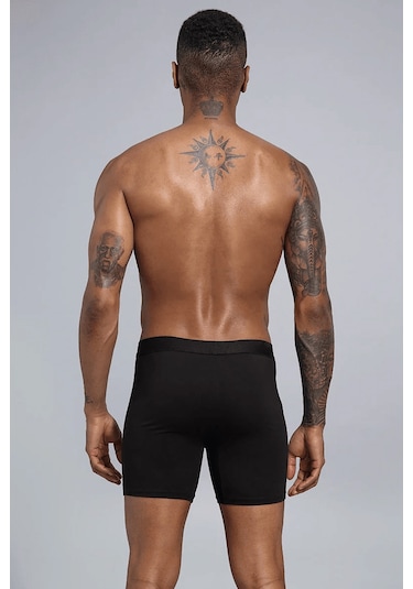 Erkek Esnek Kumaş Siyah Boxer Pamuk Terletmez Katlanmayan Uzun Paça Boyu Siyah-beyaz Beyaz - Siyah