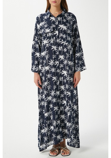 Modest Kadın Beach %100 Viskon Lacivert Ekru Önden Düğmeli Uzun Elbise Koyulacivertekru Çok Renkli Modest Kadın Beach %100 Viskon Lacivert Ekru Önden Düğmeli Uzun Elbise Koyulacivertekru Çok Renkli