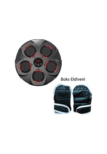Ritimli Kum Torbası Boks Makinesi -akıllı Boks Egzersiz Aleti - Müzikli Boks Hedefi Siyah