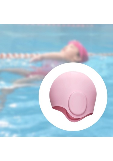 Suntek Kulak Koruma Uzun Saçlı Yüzme Şapkası Yüksek Pembe