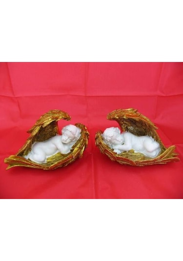 Melek Figürler-QQC 2Lİ KANATLI UYUYAN MELEK IŞIKLI17X9.5X10 CM.