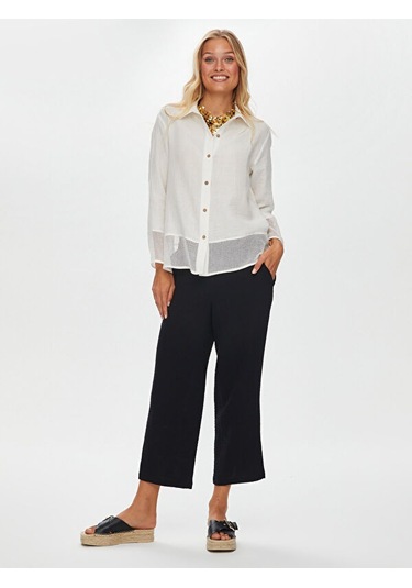 File Detaylı Müslin Gömlek S25gml033 Us25gml03373 Ekru