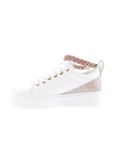 Dgn Es851-23y Kadin Kalin Taban Halhal Detayli Silver Taşli Sneakers Ayakkabi ES851-2007-R0198 Beyaz