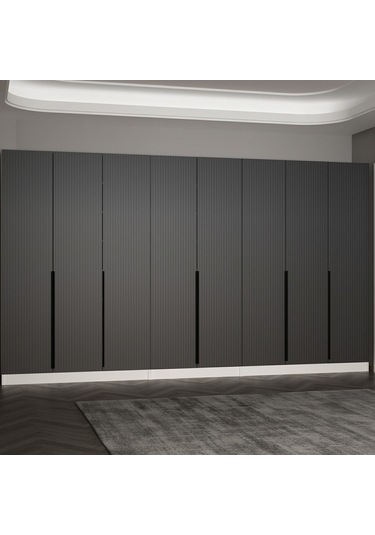 Minar Kale 210 Cm 8 Kapaklı 4b Raf Portmanto Byz Mbr Çizgili Ant