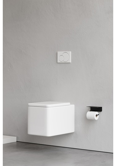 Paslanmaz Çelik Siyah Tuvalet Kağıtlığı-raflı/ Yapışkanlı Sistem