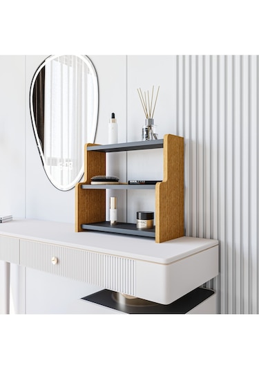 Alpa Ev Mobilya 3 Katlı Tezgah Üstü Mutfak Rafı, Baharatlık Ve Çok Amaçlı Organizer Atlantik Çam-antrasit