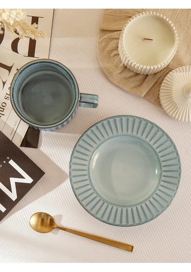 Skyphos Vintage Desenli Hediye Çay Ve Kahve Kupası 250 Ml Fincanlı 316315262 Açık Mavi