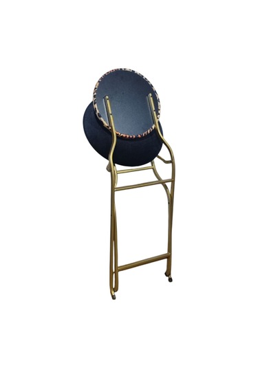 Katlanabilir Leopar Desenli Gold Metal Sandalye