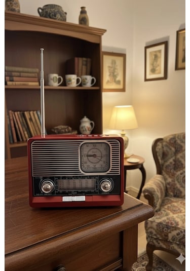 Blackbird Kırmızı Ktf-1647 Nostaljik Ahşap Görünümlü Fm Radyo Usb/tf Kart Mp3 El Feneri