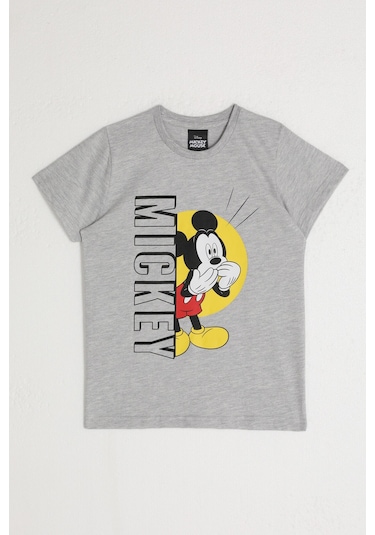 Mickey Mouse D4798-2 Çocuk  Gri Melanj Tişört