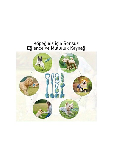 Valkyrie 7 Parça Köpek Halat Oyuncak Seti Isırma Çekiştirme Eğitim Toplu İp Oyuncağı
