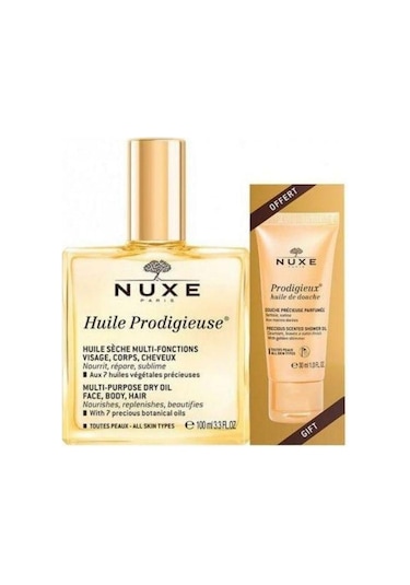 Nuxe Huile Prodigieuse Çok Amaçlı Kuru Yağ 100 Ml + Duş Jeli 30 Ml