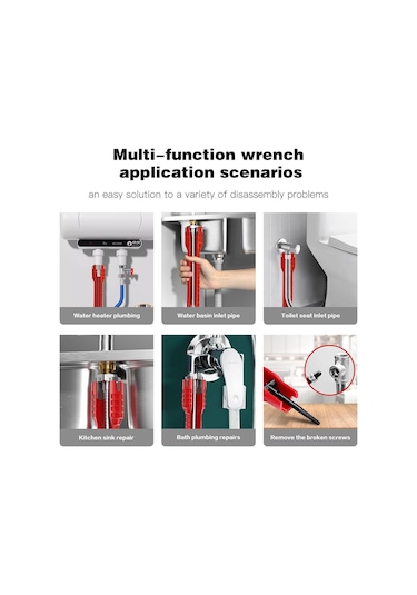 Ximistore9 14-in-1 Evsel Boru Araç Seti - Mutfak Ve Banyo Musluk Somunlarını Montaj Ve Çıkarma İçin Çok Fonksiyonlu Anahtar Diğer