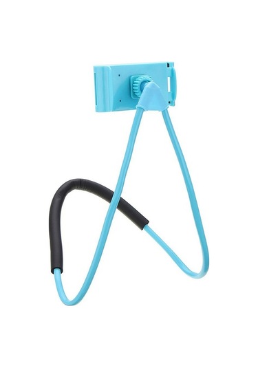 Sandwich Mavi Esnek Boyunlu Telefon Tutucu - 360 Dönme, Dikey-yatay Kullanım, Kolay El İzni, Plastik