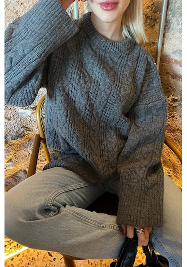 Madmext Antrasit Bisiklet Yaka Örme Triko Kazak Mg2009-antrasit Antrasit