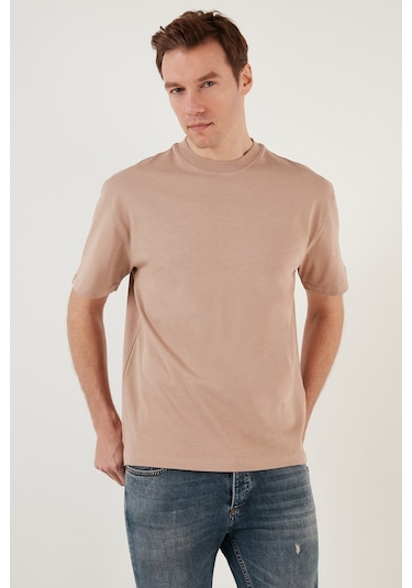 Buratti Pamuklu Relaxed Fit Sıfır Yaka Erkek T Shirt 5905446 Kum