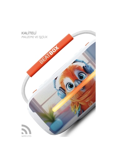 Beatbox Animals Papağan Led Işıklı Dayanıklı Ses Bombası Usb Sd A