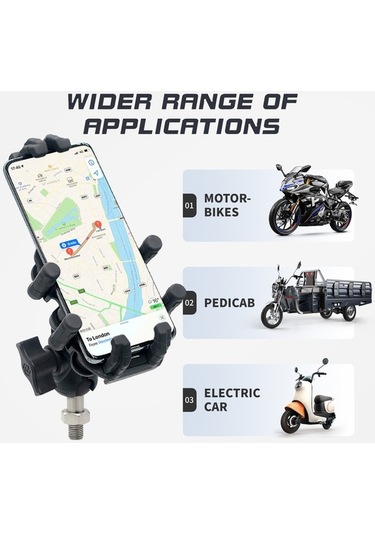 Artfulabode Motosiklet Telefon Tutucu Titreşim Sönümleyici 360 Dönme M10 Bilyalı Baş Tutucu
