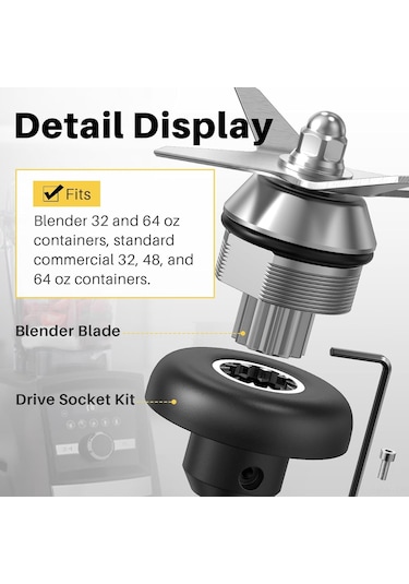 Maiyame Vitamix 5200 Serisi İçin Dayanıklı Paslanmaz Çelik Bıçaklar, Karıştırma Başlığı Ve Anahtar Seti Siyah