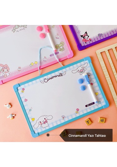 Snapbuy Sanrio Temalı, Kuromi Seçenekli Çift Taraflı Silinebilir Mıknatıslı Yazı Tahtası 30x20cm Mavi