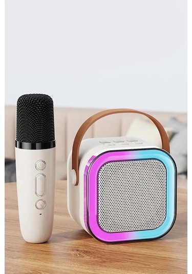 K12 Taşınabilir Kablosuz Mikrofonlu Karaoke Mini Bluetooth Hoparlör