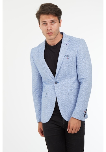 Sposo 5127 Dar Kalıp Yarım Astarlı İndigo Erkek Blazer Ceket İndigo