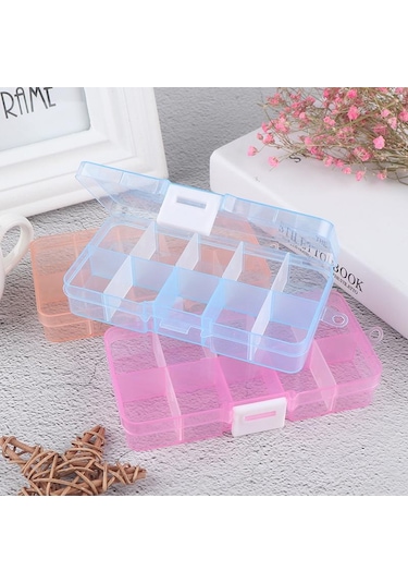 Turuncu Ayarlanabilir 10 Bölmeli Plastik Saklama Kutusu Takı Vida Organizatör Konteyner
