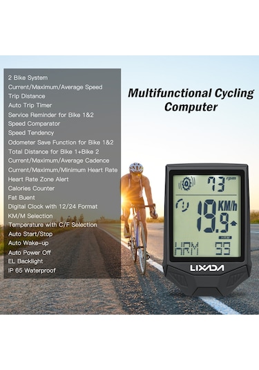 Lixada-bisiklet Kablosuz Bilgisayar İle Kalp Hızı Sensörü Y13401b Siyah