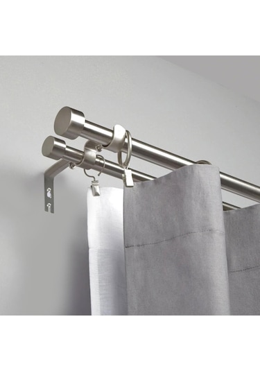 Tenfowee Gümüş Metal Perde Çubuğu Tutucuları, 6 Adet Çiftli Dayanıklı Perde Braketleri, 2.5 Cm Çaplı Perde Çubukları İçin Duvar Taklı Donanım Seti