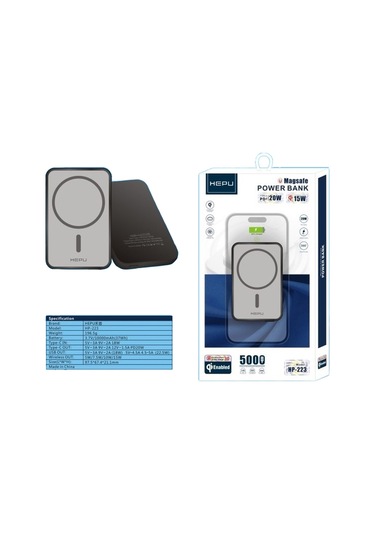 Hepu Hp-223 5000 Mah Pd20w Magsafe 15w Kablosuz Powerbank Mor