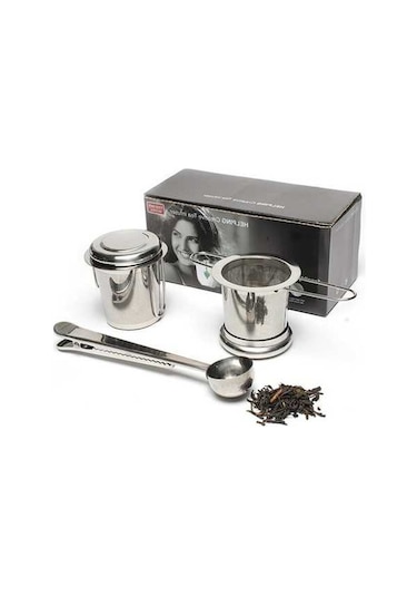 Pazly 3 Adet Çay Demlik Kepçe Klip Kiti - Gıda Gümüş Çay Kapaklı Set Gümüş