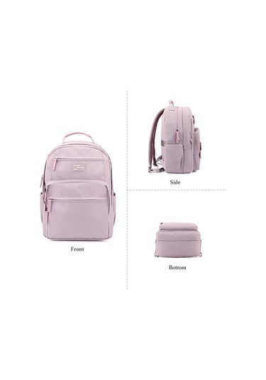 Çok Cepli Okul Sırt Çantası Genç Okul Çantası Sırt Pembe