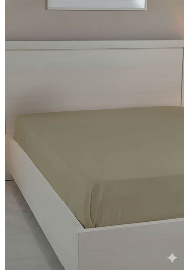 %100 Pamuk Ranforce Premium Çift Kişilik Lastikli Çarşaf - Bej Bej