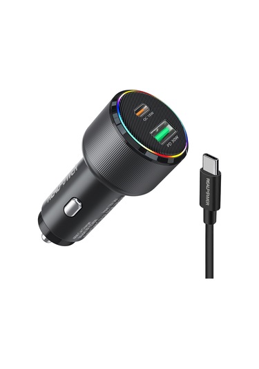 Realpower 48w Hızlı Araç Şarjı + Type-c Den Type-c Kablo Rp-cc48w Siyah