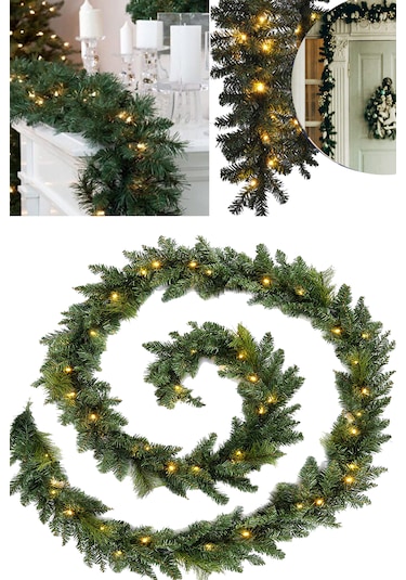 160cm Yılbaşı Ağaç Çam Dalı Garland Dekoratif Ledli Günışığı