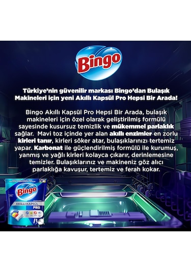 Bingo Akıllı Kapsül Pro Bulaşık Makinesi Deterjanı Tablet 80 Adet