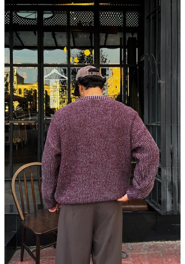Flaw Örgü Model Triko Kazak Bordo-28488 Bordo
