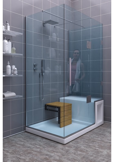 Sardunya Duvara Monte Katlanabilir Banyo Taburesi Engelli Tabures Ceviz