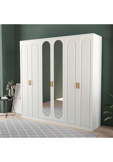 Mila 6 Kapaklı Eko Gardırop - Mdf Kapak Beyaz